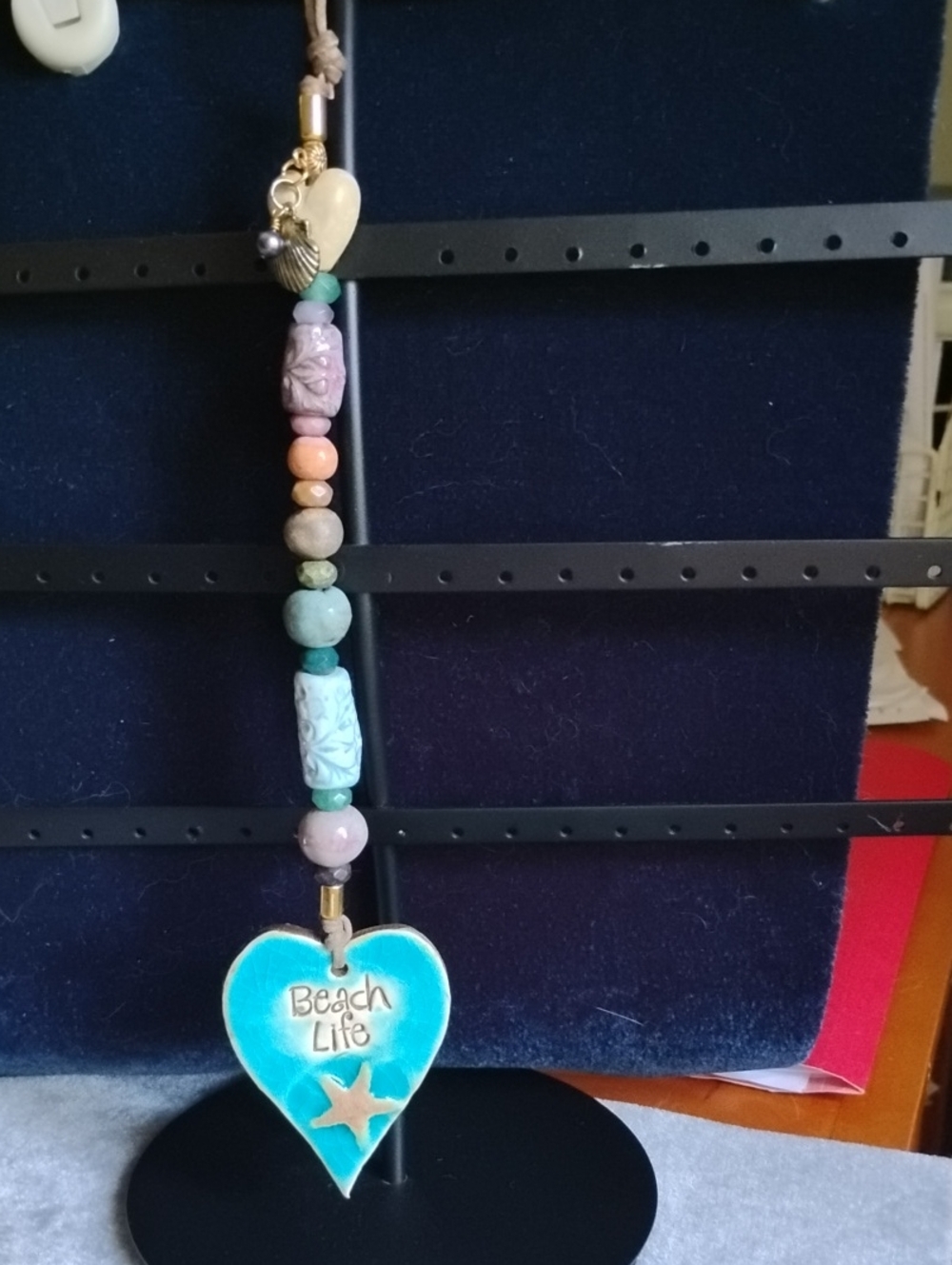 Hand Crafted Turquoise 'Beach Life' Heart Pendant Suncatcher